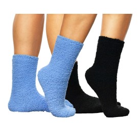 ARAD Premium Soft Warm Microfiber Fuzzy Socks-Multi Color- 2 Pairs-Baby Blue and Black