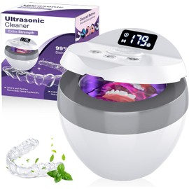 Ultrasonic Cleaning Device 45 kHz UV Ultrasonic Cleaner 35 W for Tooth Rail Cleaning & Deodorising Ultrasonic Cleaner for Crunch Splint, Aligner, Dental Prosthesis 200 ml Dental pod
