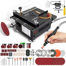 MIUPWULA Mini Table Saw,Mini Multi-Functional Portable Crafts Saw Speed Angle Cutting Depth Adjustable Cutting Sanding Engraving for Wood Acrylic PCB Plastic(0.1-16mm)