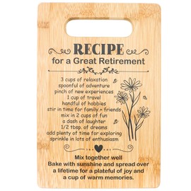UptVin Retirement Gifts for Women Men, Engraved Bamboo Cutting Board with Recipe for a Great Retirement, Unique Happy Retirement Gift for Friends, Coworkers, Teachers, Nurses, Mum, Dad