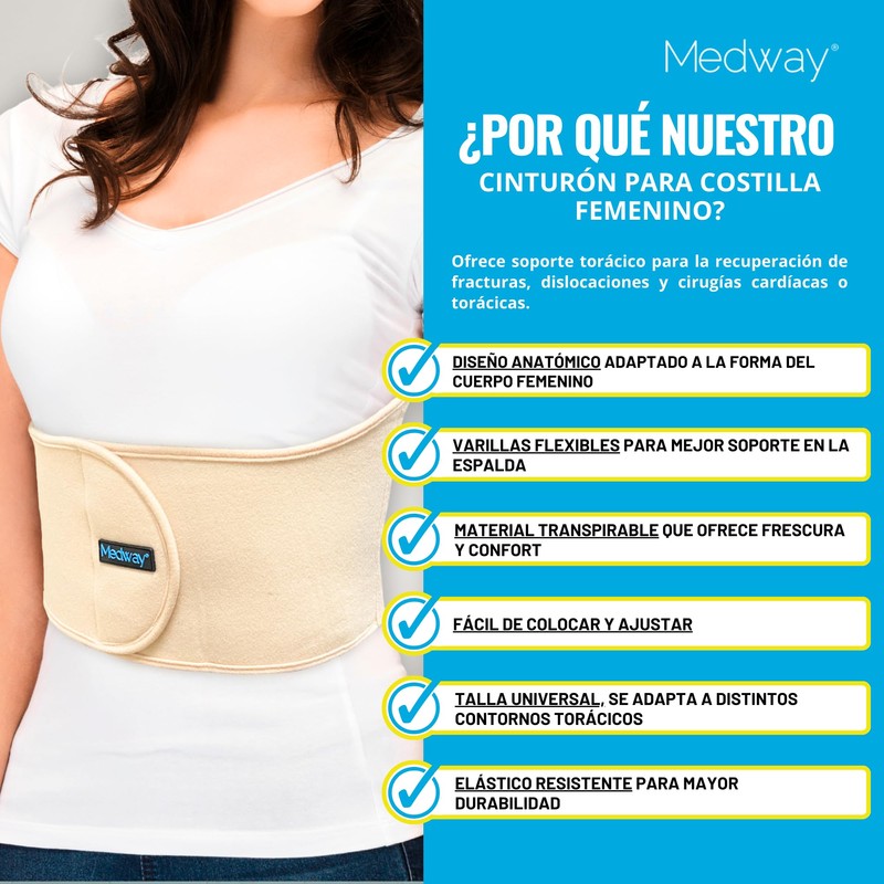 MEDWAY | Cinturón Para Costilla Costal Femenino Talla Universal Color