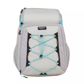 Igloo Maxcold Cooler 30 Can Backpack Insulated With Bungee Ash Gray Aqua NEW