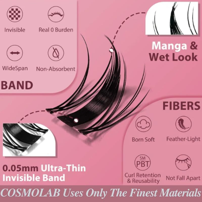 COSMOLAB Missy Pop-On Lashes- DIY Pre-Glued Extension Clusters