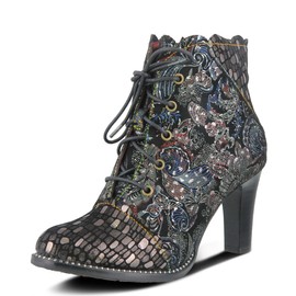 Spring Step L'Artiste Women's Glitterail Bootie Pewter Multi EU 35 / US 5