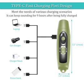 Electronic Whistle Rechargeable for Referees Coaches Teachers Electric Whistle Handheld Whistles with USB Charging for Outdoor Sports Games Emergency Whistle with Lanyard 4 Tones High Volume, Green