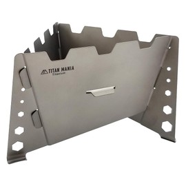 TITAN MANIA Pocket Stove, Made of Titanium, Nature Stove, Delta Type, Pocket Stove, Mini Stove, Compact, Assembly, Ultra Lightweight, Durable, Trivet, Windshield, Bonfire Stand, Solo Camping, BBQ