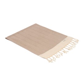 Turkish Hand Towel (Set of 2) for Kitchen and Bathroom - 100% Cotton Prewashed Decorative Peshtemal Towel for Face, Hand, Hair, Yoga, Dishcloth, Tea Towel (Herringbone) (Latte)