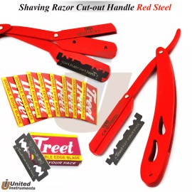 Medentra Proffesional Gift For Men's Hair Shaving Razor Straight Folding Knife Red Steel