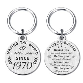 ABBNT 55th Birthday Gifts for Women Men, Born in 1970 Gifts, 55 Year Old Birthday Keychain, 1970 Birthday Decorations