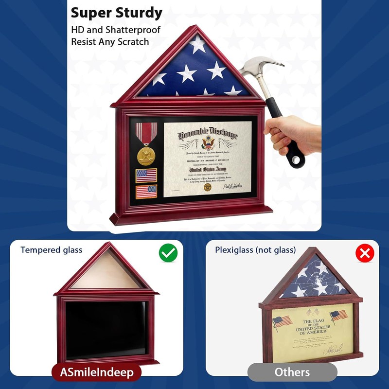 ASmileIndeep Flag Display Case Box for Folded 3'x5' American Flag