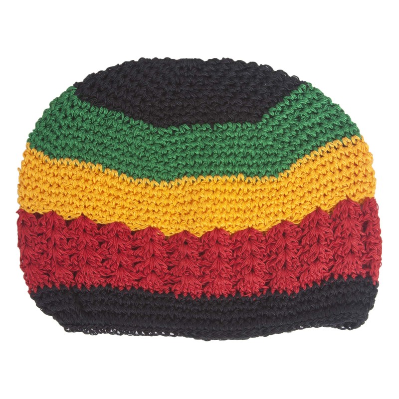 Hand Crocheted Beanie, Rasta Black