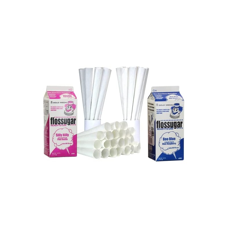 Perfectware 2 Pack Cotton Candy Floss Sugar with 100 Count