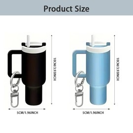 HSAJS Mini Cup Keychain Chapstick Holder Keychain Mini Keychain Pendant for Water Bottle Accessories Cute Fashion, Black + Sky Blue