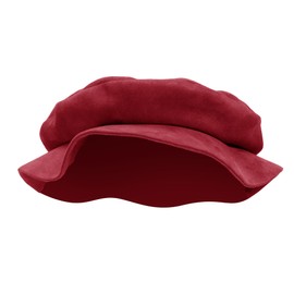 FURPHI Medieval Tudor Flat Cap Faux Suede Beret Hat Renaissance Festival Costume Accessories for Men Women (Red1)