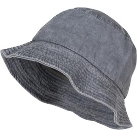 styleBREAKER 04025045 Unisex Fishing Hat Plain Vintage Washed Look Bucket Hat Fabric Sun Hat Plain Colours, gray