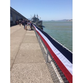 Old Glory Bunting - 4th of July Patriotic Nylon Bunting - 10 Yards Long x 18 inches Wide - 5 Stripe Red, White & Blue USA Bunting. Made in America