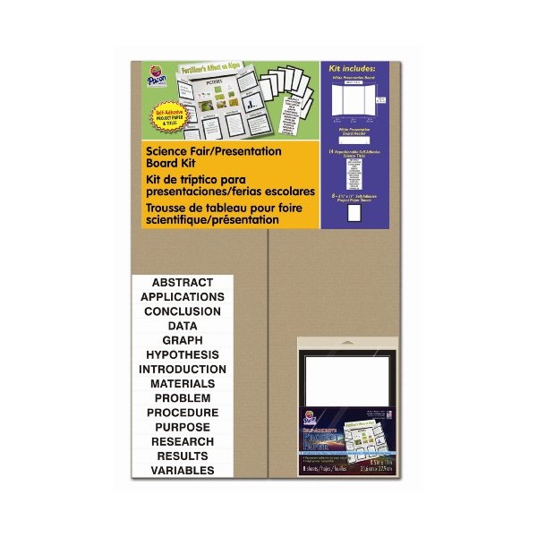 Pacon Presentation Board Kit, White, Includes Self-Adhesive Project Papers, 48" x 36", 1 Kit