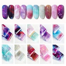 10 Stickers Laser Galaxy Starry Sky Nail Foil Nail Decor Transmark Sticker Nail Art Foil (1)