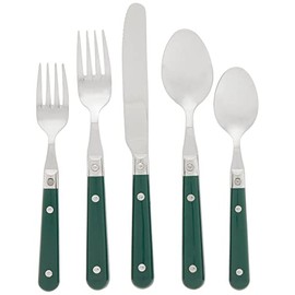 Ginkgo International Le Prix Stainless Steel Dishwasher-safe 30piece flatware set, Service for 6, Hunter Green,22700
