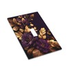 Purple Flower Floral Gold Leaves Light Switch Cover Decorative