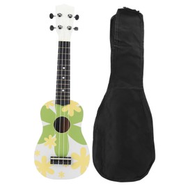 Ukulele Hawaiian 4‑String Guitar for Beginners Kid Adult Student Instrument with Gig Bag 21inGreen Flower