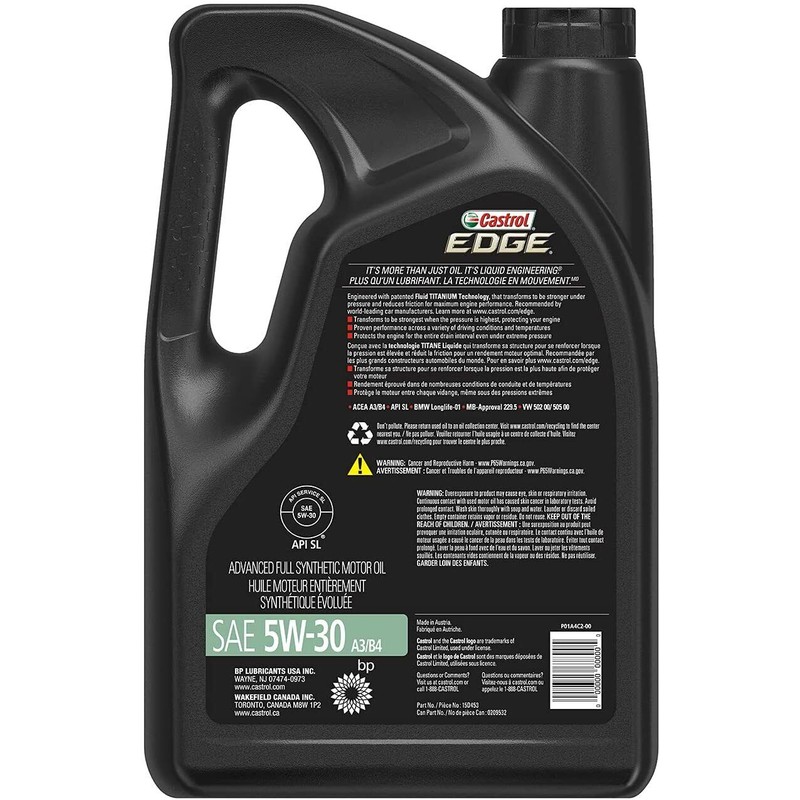 CASTROL EDGE A3/B4 API SL/CF x5 QUART 5W-30 CASTROL EDGE
