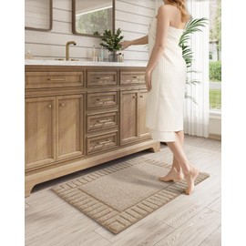 LUMI Premium Bath Rug, Ultra Soft and Absorbent Bathroom Mat, Quick Dry, Non Slip, Machine Washable Bath Mat for Shower and Tub, Beige, 20"x32"