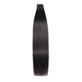 Caliee Wide Tape in Hair Extensions 16 Inch Straight Hair Color 1B Natural Black Real Hair 50G Human Hair Extensions for Women DIY One Piece Tape in Weft 31.5" (80cm)