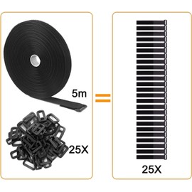 Lumbor37 Tiras de Gancho y Bucle en Parte Trasera no Adhesiva, Cintas Autoadhesiva de Tela Tiras de Nailon, 5M 20mm Reutilizables Cinta Ajustable para Cables con 25 Hebillas