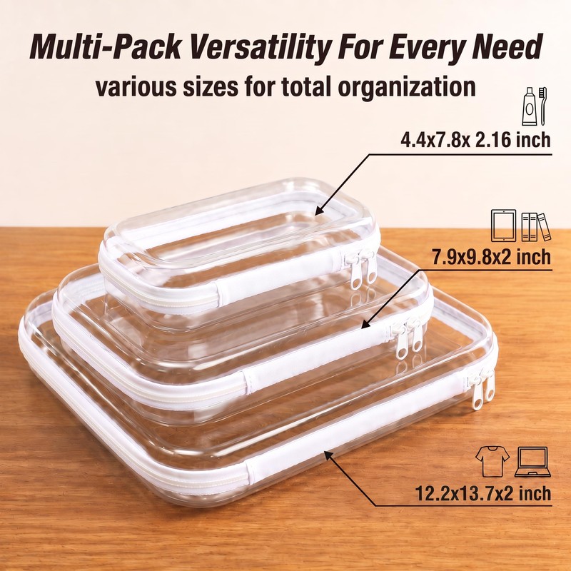 Clear Hard Shell Zipper Case,Diaper Bag Organizer Pouches Set