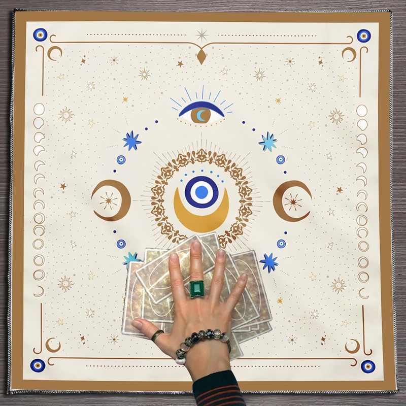 Zeizafa Tarots Tablecloth Eye Moon Pattern Altars Cloth Divinations Card