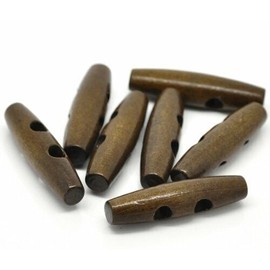 BUTTONS 30PCs Brown Wood Sewing Horn Toggle Buttons 2 Holes Cloth Accessories 50mm(2") x