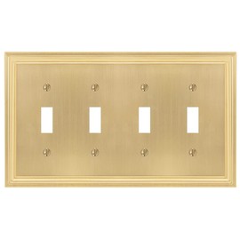 Amerelle 98T4SB Daltry Wallplate, 4 Toggle, Cast Metal, Satin Brass, 1-Pack