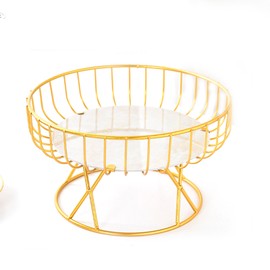 Countertop Fruit Bowl Multi Purpose Large Capacity Metal Wire Basket for Fruits Breads Vegetables Snacks Large Gold
