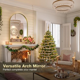 Brightify Arched Mirror, 22 x 30 Inch Gold Arch Mirror, Metal Frame Gold Arched Wall Mirror, Arched Top Bathroom Vanity Mirror for Living Room Bedroom Mantel Entryway Hallways