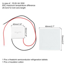 MECCANIXITY TEC1-12704 Semiconductor Refrigeration Tablets 15.8V 4A 35W Heatsink Thermoelectric Cooler Cooling Plate Module 40x40mm
