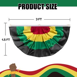 GOAUS Juneteenth Decorations 1.5x3 Ft African American Bunting Flags with Grommets, Black History Month Pleated Fan Banner Kwanzaa Décor Set of 6