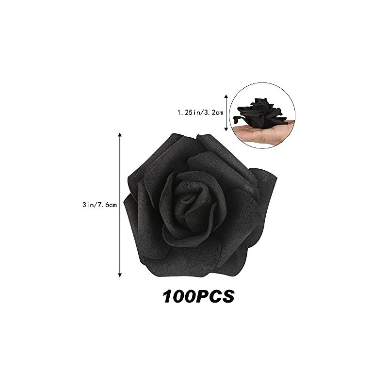 100 rosas artificiales de espuma, rosas falsas negras, clásicas, para