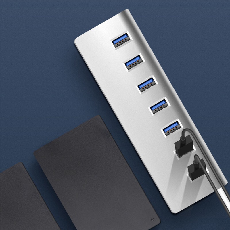 USB 3.0 Splitter Aluminum Alloy Hub 7-in-1 Docking Station for