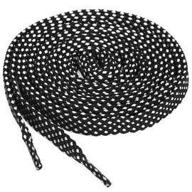 uxcell 3 Pairs Double Layer Polka Dot Flat Hollow Shoelaces for Casual Sneakers Sports Shoes 100 cm/39.5" Black-White