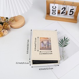 RECUTMS Photo Album 4x6 100 Photos Small Slip-in Picture Album Holds 100 Photos Leather Cover Portable Photo Book 4x6 with Vertical Pockets for Baby Family Wedding Travel Birthday Anniversary(Beige)