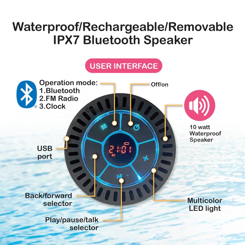 Inspired Living Inflatable Pool Float Lounger Tube with Speaker, Bluetooth