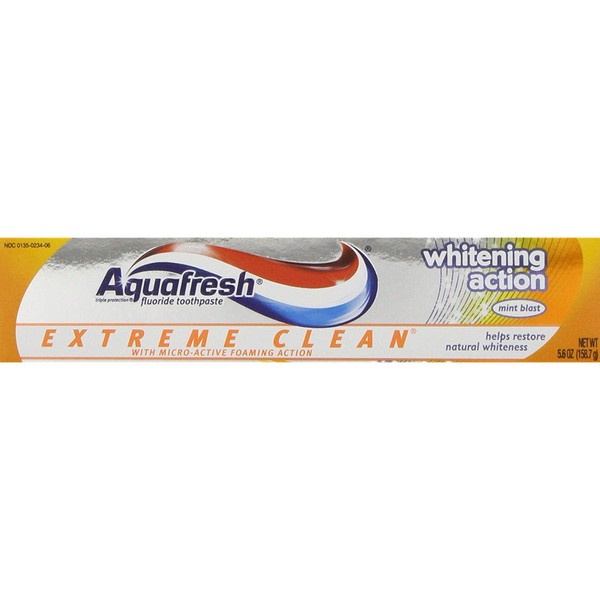 Aquafresh Extreme Clean Whitening Action Fluoride Toothpaste for Cavity Protection, 5.6 ounce, Pack of 6