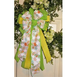 HANDMADE SPRING EASTER EGG BOW WIRED BOW FLORAL EASTER BASKET WREATH LIGHT POST # 57 rb