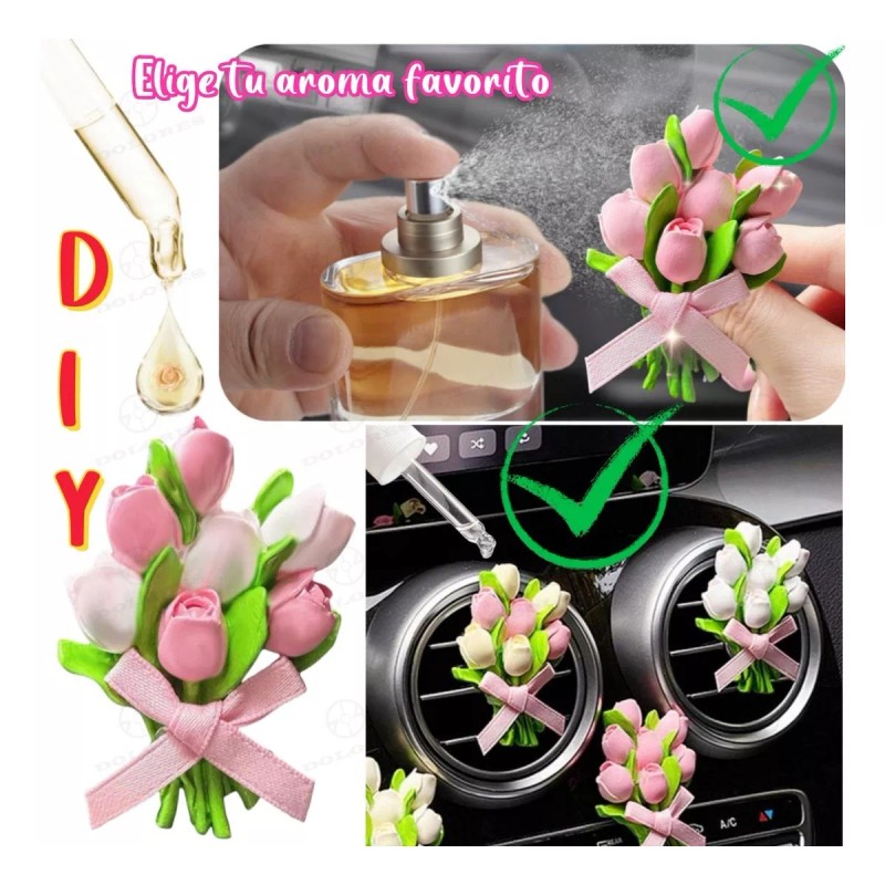 Dolores Kit Ambientador Auto Aire Flores Aromaterapia Difusor Coche