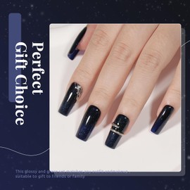 COSMOO Midnight Blue Glitter Nail Polish, 12ml Glitter Midnight Blue Quick Dry Nail Lacquer for Nail Art Varnish, 0.41 fl oz