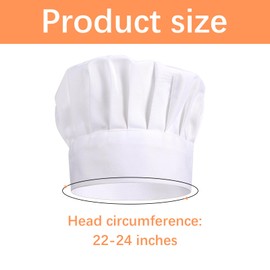 Chef Hat for Adult, Adjustable Elastic Poly-Cotton Kitchen Cooking Cap White Baking Chef Hats for Men/Women
