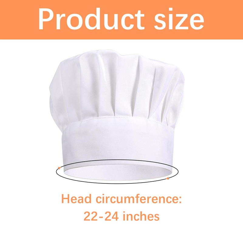 Chef Hat for Adult, Adjustable Elastic Poly-Cotton Kitchen Cooking Cap