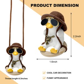 ZNDAW Cool Swinging Duck Car Hanging Ornament, Swing Duck Pendant Rearview Mirror Decoration, Cute Swinging Ducks Interior Mirror Hanging Accessories for Vehicle Home Office (Brown Hat Duck)