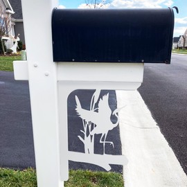 JennyGems Egret Heron Mailbox Bracket Decoration, Porch Decor, Indoor Outdoor with Wings Expanded, Made in USA